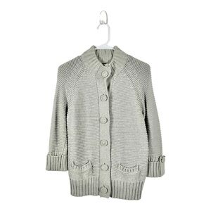 Chico’s Grey Knit Button Front Collared Sweater